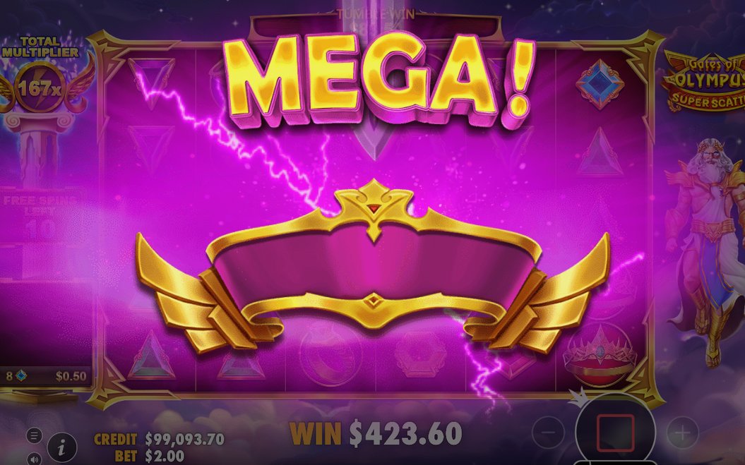 Win screen on the 6x5 grid after tumbles