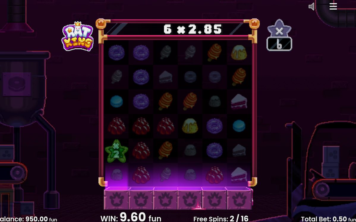 Free Spins round in progress, Collection Boxes below the grid