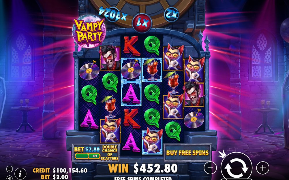 Win screen after a cascade chain with the tumble multiplier