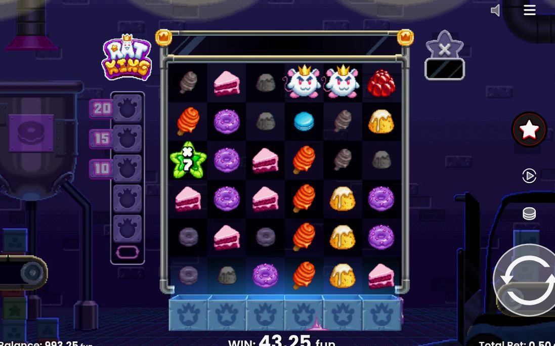 Win screen after a cluster of matching symbols
